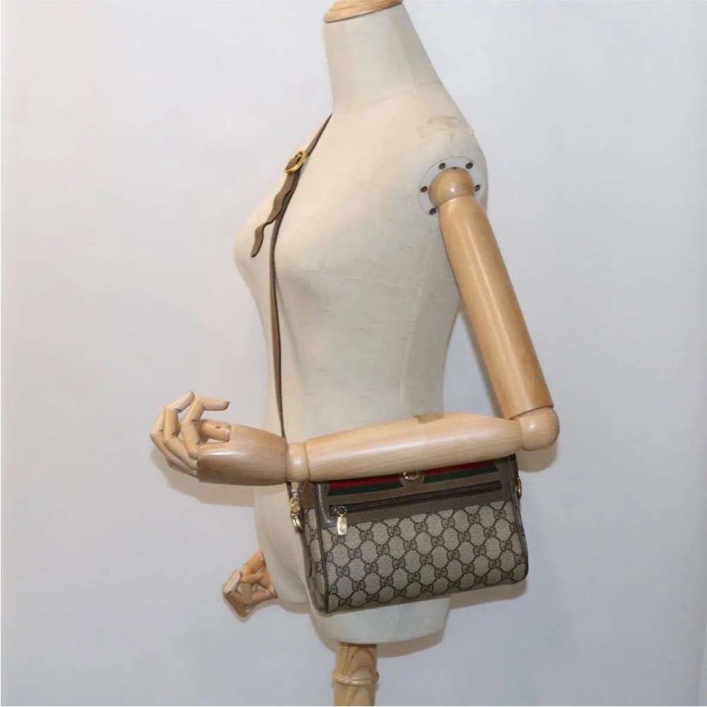 Authentic GUCCI GG Supreme Web Sherry line Bag Beige Red 56 02 087 Auth yk9330 - Picture 12 of 12